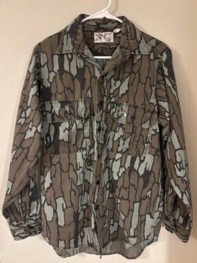 Vintage Duck Bay Trebark Camo Button Front Hunting Shirt Made in USA Men’s M